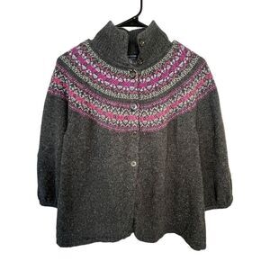 Girls Tommy Hilfiger Grey and Purple Button up Long Sleeve Sweater
